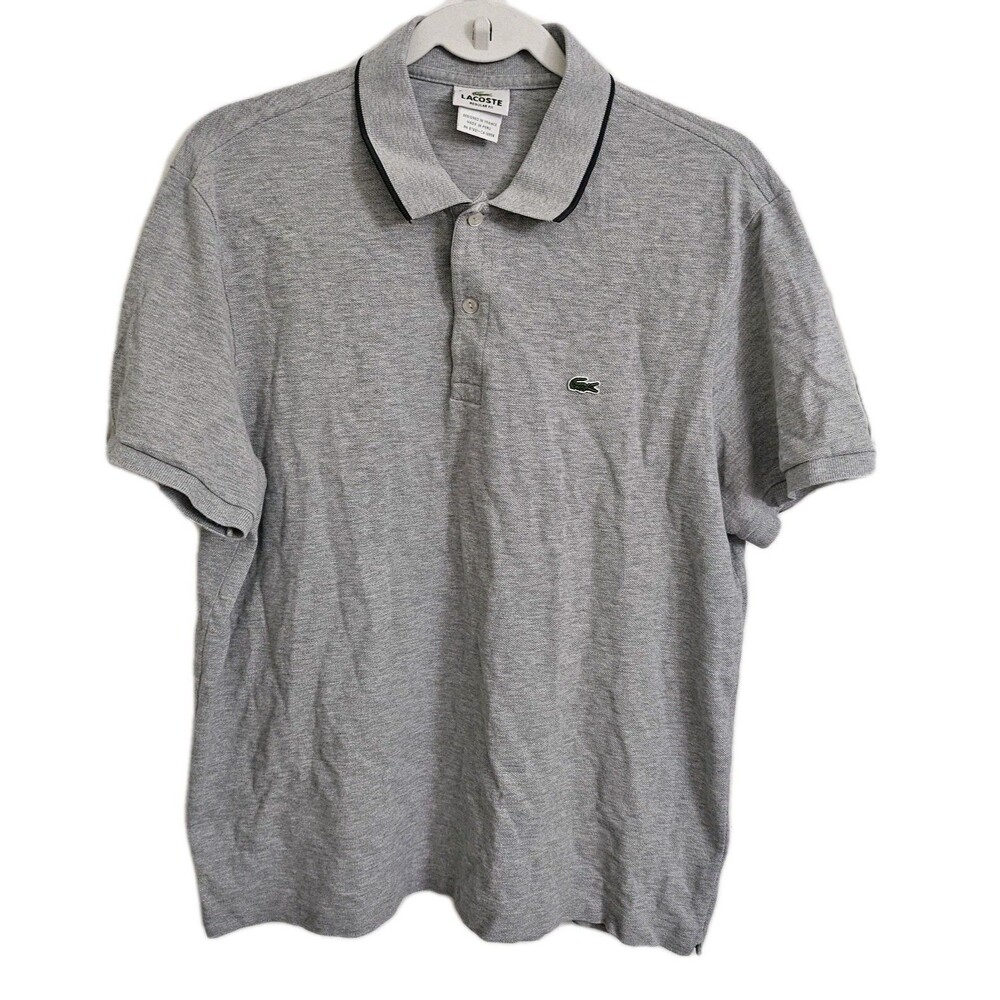 Lacoste Polo Shirt Mens XL Gray Classic Fit Short Sleeve Collared Top Fr 6 US XL